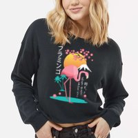 Japanese Flamingo Cropped Pullover Crew