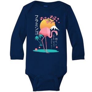 Japanese Flamingo Baby Long Sleeve Bodysuit