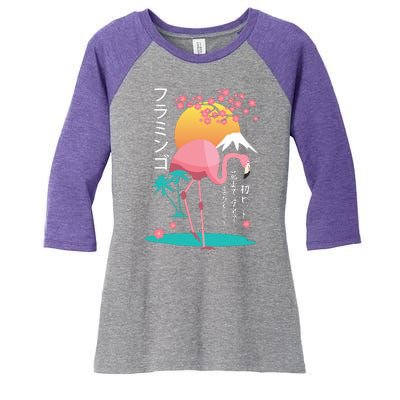 Japanese Flamingo Women's Tri-Blend 3/4-Sleeve Raglan Shirt