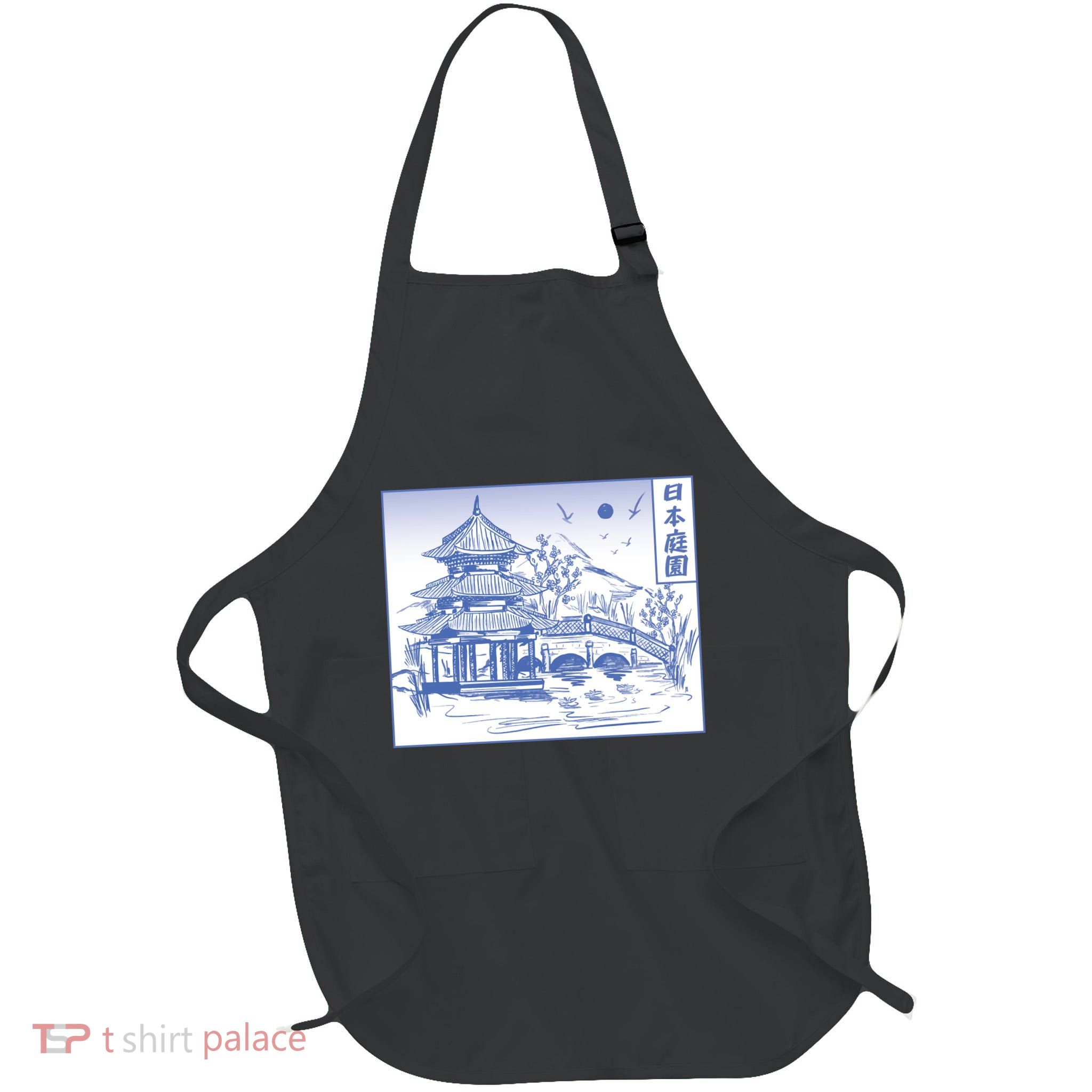 Japanese Garden Art Full-Length Apron With Pockets