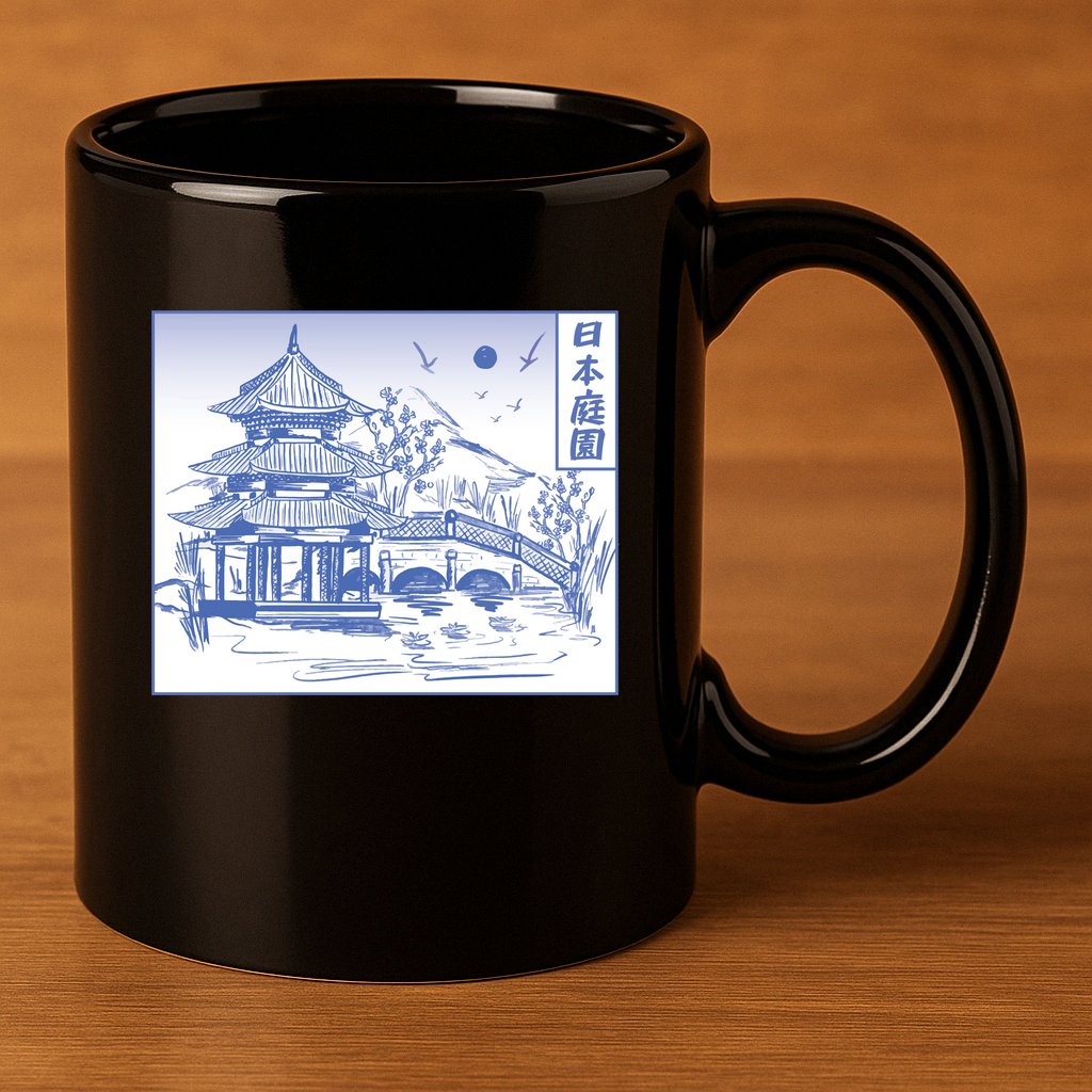 Japanese Garden Art 11oz C Handle Ceramic Mug