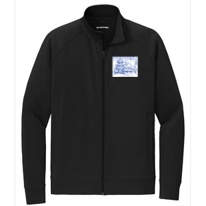 Japanese Garden Art Stretch Full-Zip Cadet Jacket