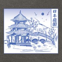 Japanese Garden Art Cotton Canvas Backpack