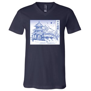 Japanese Garden Art V-Neck T-Shirt