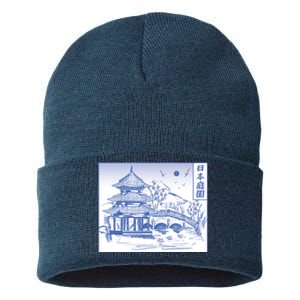 Japanese Garden Art Sustainable Knit Beanie