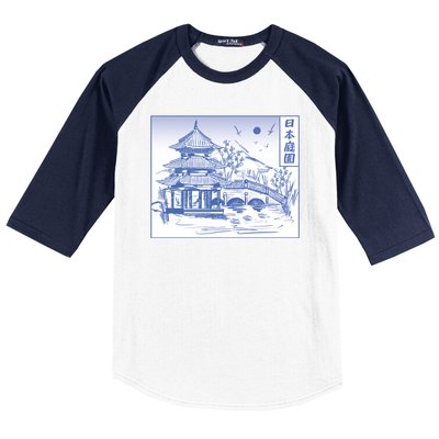 Japanese Garden Art Baseball Sleeve Shirt