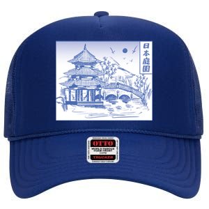 Japanese Garden Art High Crown Mesh Back Trucker Hat