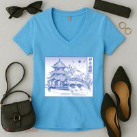 Japanese Garden Art Women's V-Neck T-Shirt
