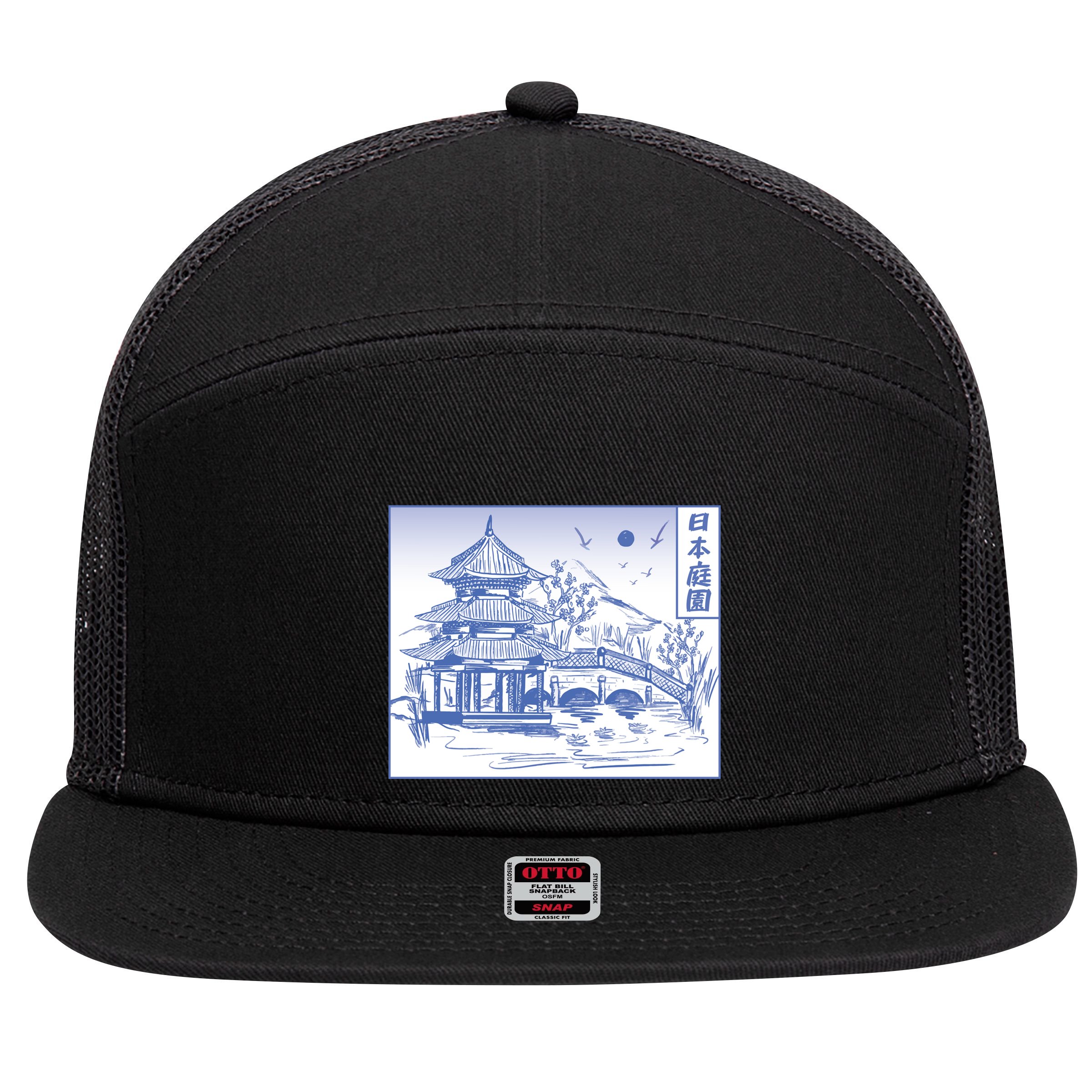 Japanese Garden Line 7 Panel Mesh Trucker Snapback Hat