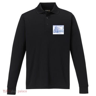 Japanese Garden Line Performance Long Sleeve Polo