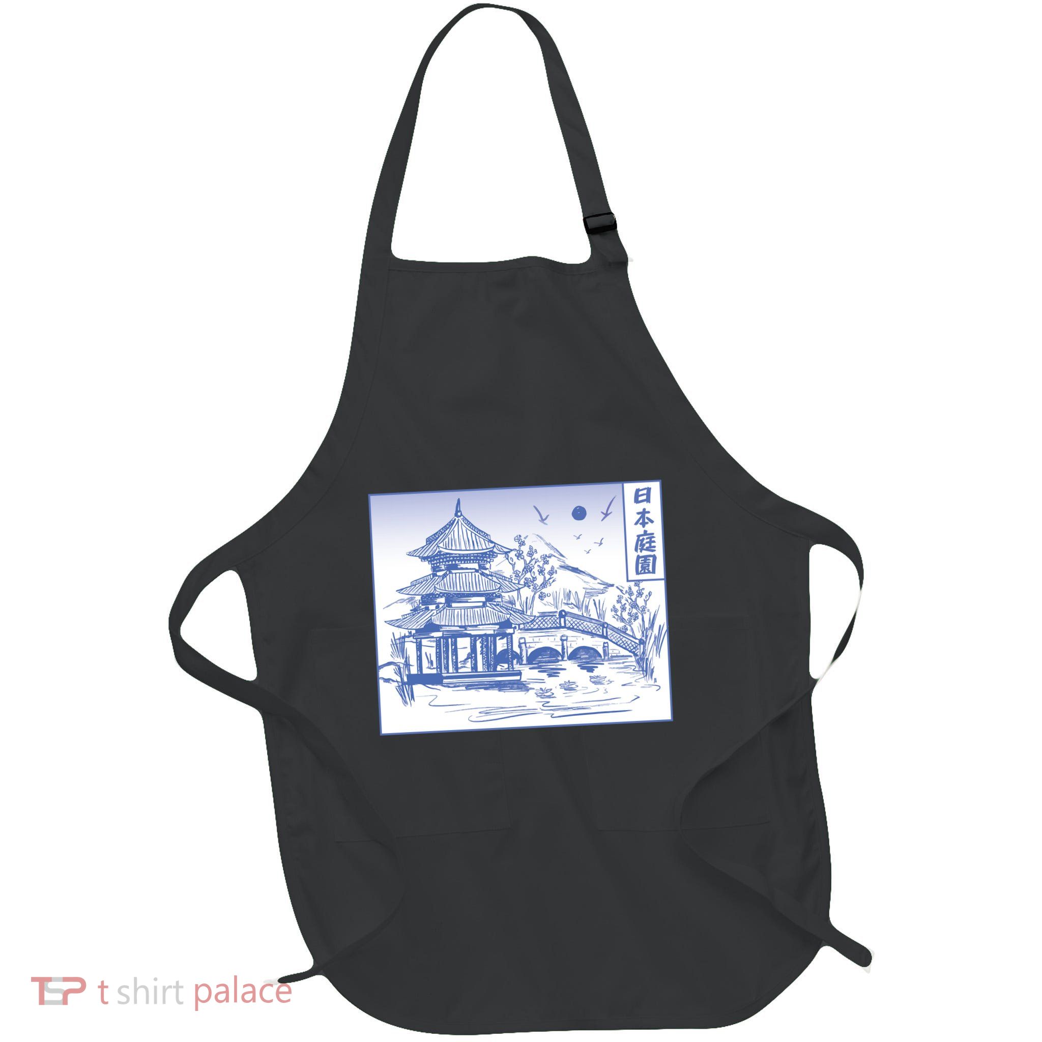 Japanese Garden Line Full-Length Apron With Pockets