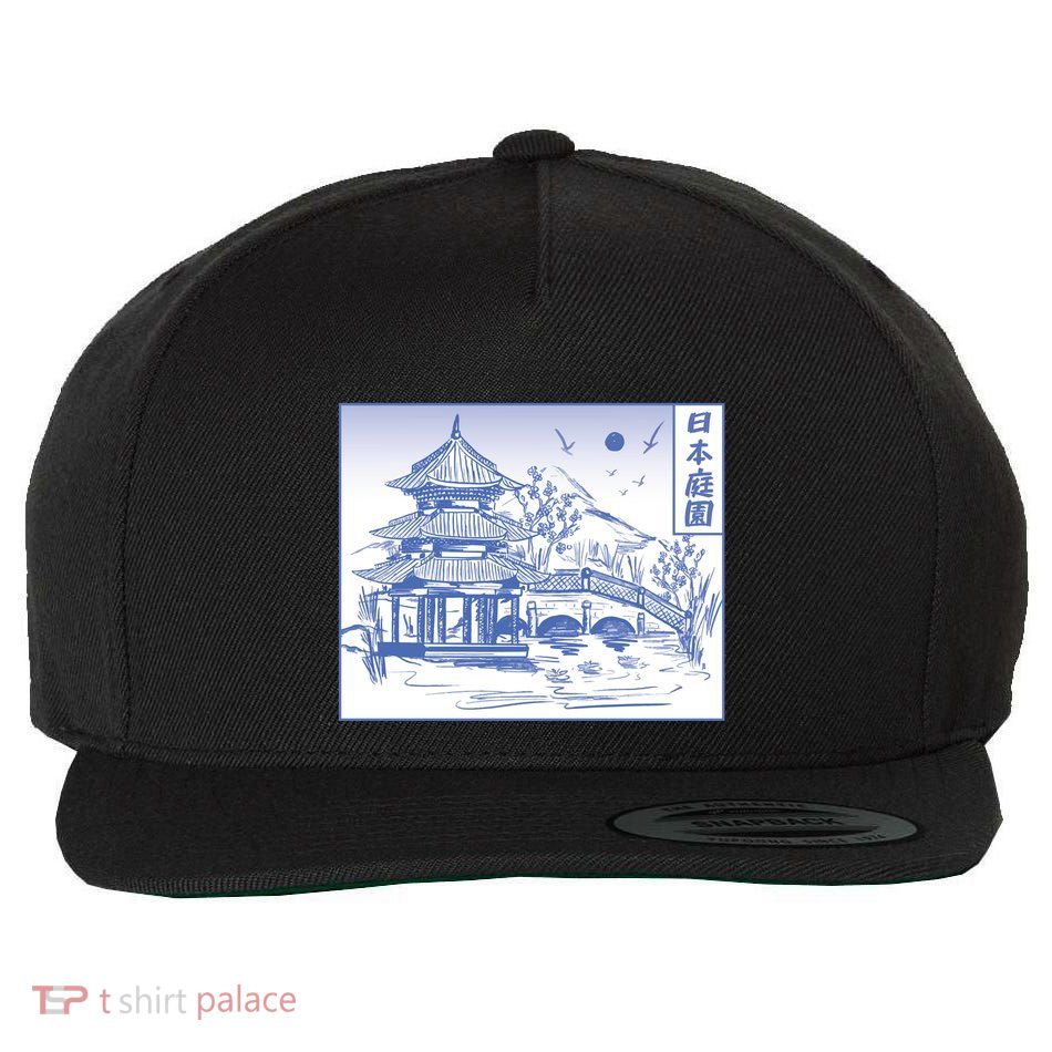 Japanese Garden Line Wool Snapback Cap