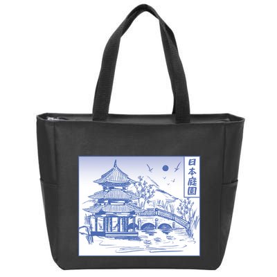 Japanese Garden Line Zip Tote Bag