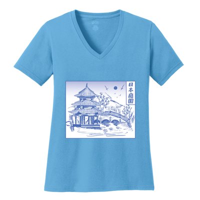 Japanese Garden Line Women's V-Neck T-Shirt