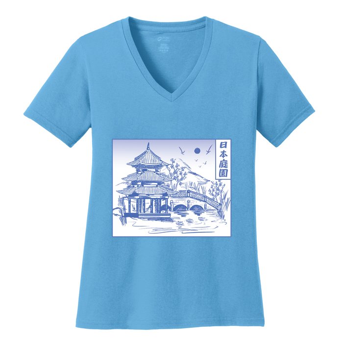 Japanese Garden Line Women's V-Neck T-Shirt