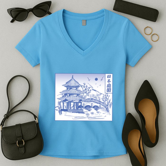 Japanese Garden Line Women's V-Neck T-Shirt