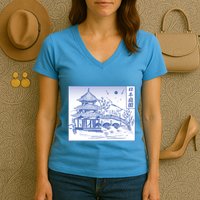 Japanese Garden Line Women's V-Neck T-Shirt