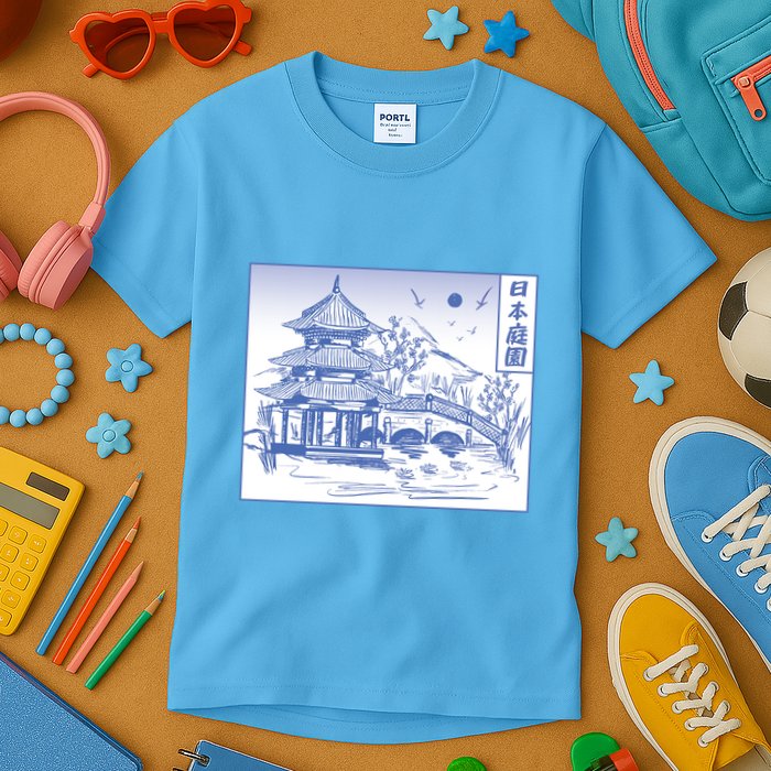 Japanese Garden Line Kids T-Shirt