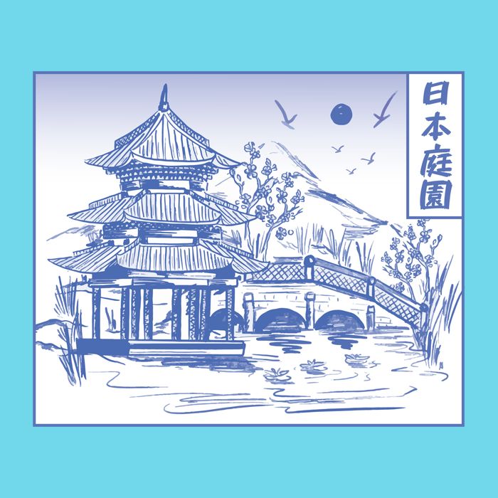 Japanese Garden Line Kids T-Shirt