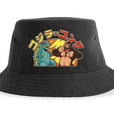 Japanese God-zilla Verse Kong Retro Sustainable Bucket Hat