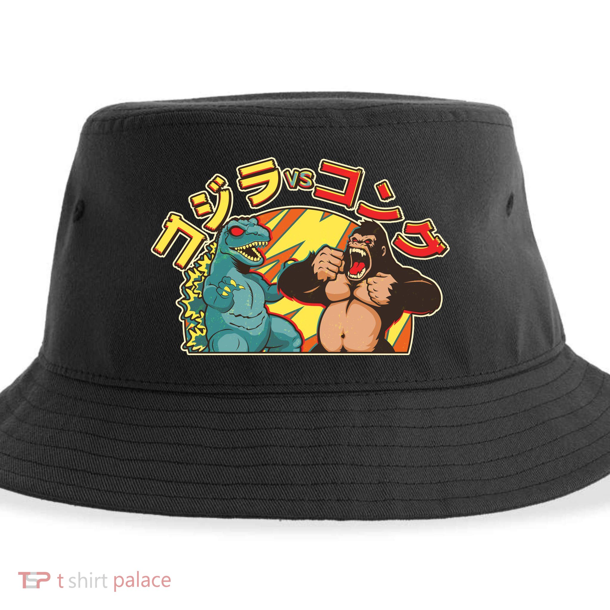 Japanese God-zilla Verse Kong Retro Sustainable Bucket Hat