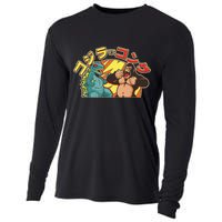 Japanese God-zilla Verse Kong Retro Cooling Performance Long Sleeve Crew
