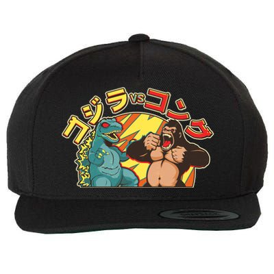 Japanese God-zilla Verse Kong Retro Wool Snapback Cap