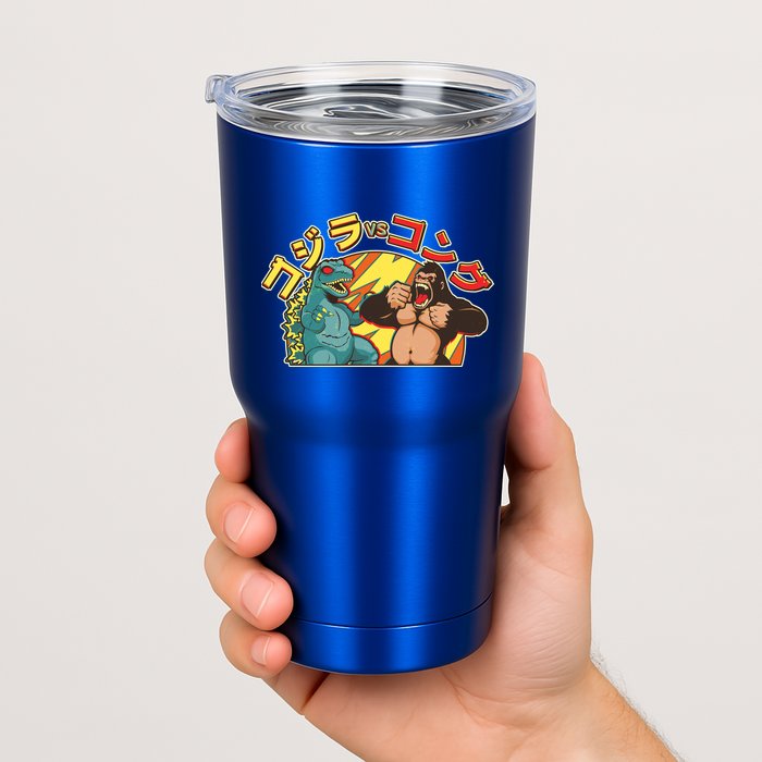 Japanese God-zilla Verse Kong Retro Tumbler
