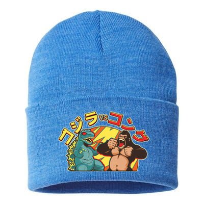 Japanese God-zilla Verse Kong Retro Sustainable Knit Beanie