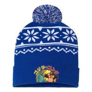 Japanese God-zilla Verse Kong Retro USA-Made Snowflake Beanie