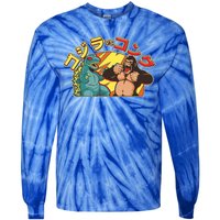 Japanese God-zilla Verse Kong Retro Tie-Dye Long Sleeve Shirt