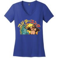 Japanese Zilla Verse Kong Retro Monster Women's V-Neck T-Shirt