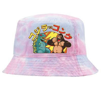 Japanese God-zilla Verse Kong Retro Tie-Dyed Bucket Hat