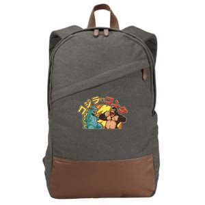 Japanese God-zilla Verse Kong Retro Cotton Canvas Backpack