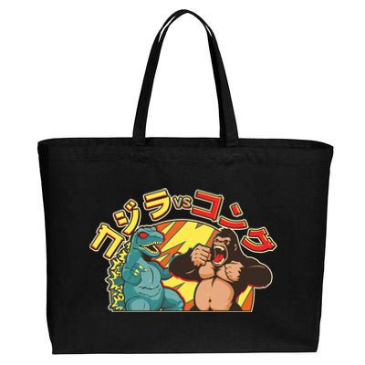 Japanese God-zilla Verse Kong Retro Cotton Canvas Jumbo Tote