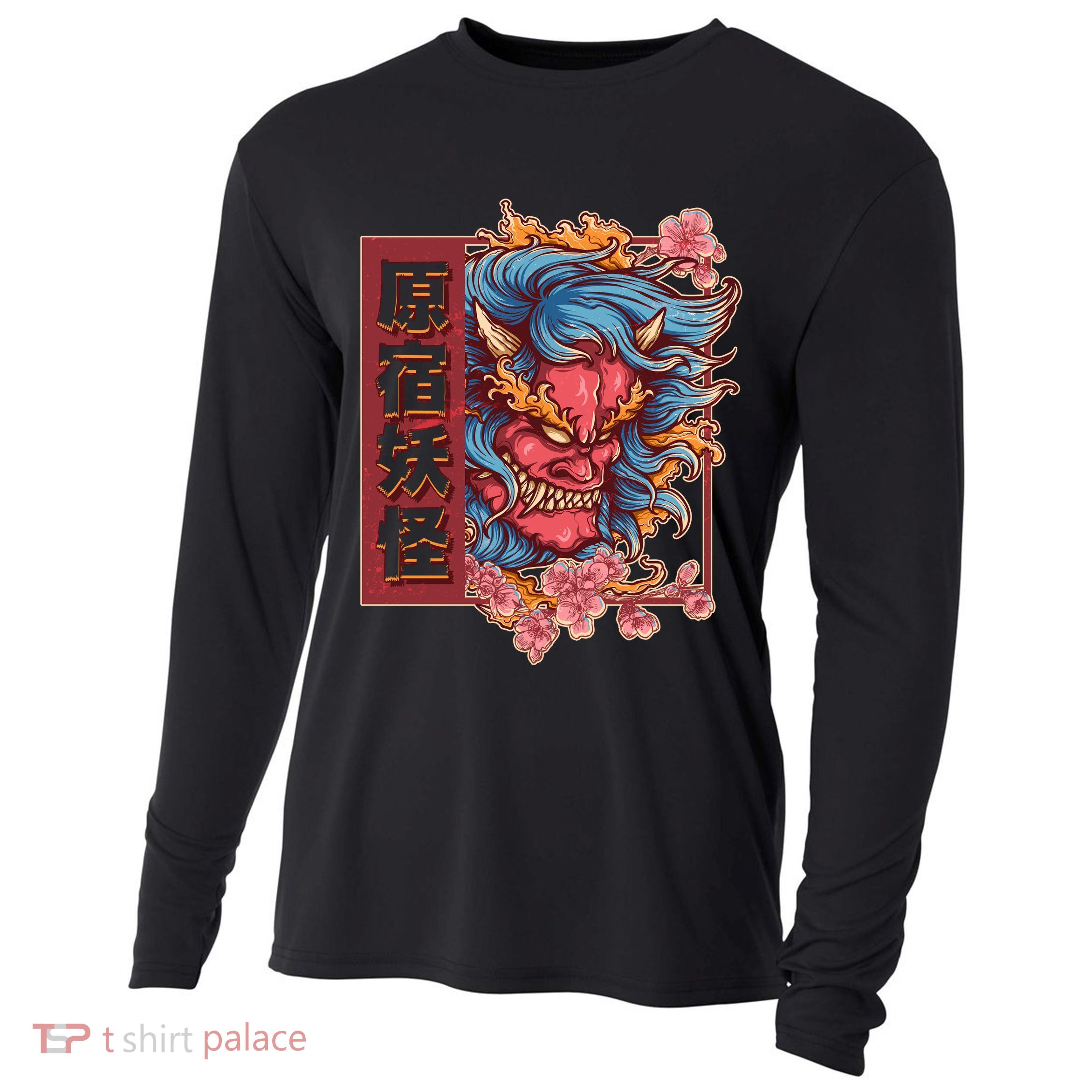 Japanese Harajuku Yokai Oni Monster Cooling Performance Long Sleeve Crew