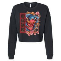 Japanese Harajuku Yokai Oni Monster Cropped Pullover Crew