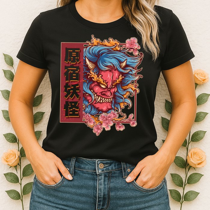Japanese Harajuku Yokai Oni Monster Womens T-Shirt