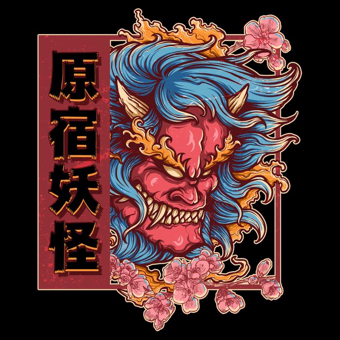 Japanese Harajuku Yokai Oni Monster Womens T-Shirt
