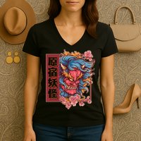 Japanese Harajuku Yokai Oni Monster Women's V-Neck T-Shirt