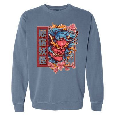 Japanese Harajuku Yokai Oni Monster Garment-Dyed Sweatshirt