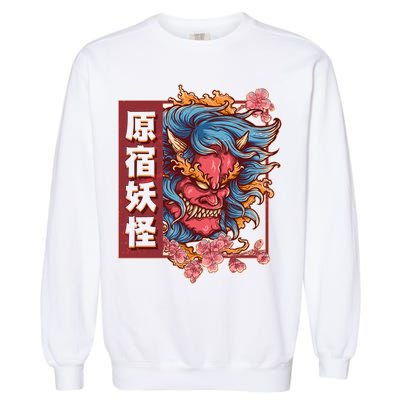 Japanese Harajuku Yokai Oni Monster Garment-Dyed Sweatshirt