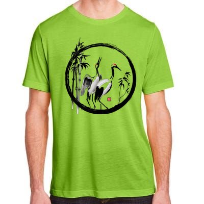 Japanese Ink Painting Cranes Bamboo Birds Adult ChromaSoft Performance T-Shirt