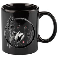 Japanese Ink Painting Cranes Bamboo Birds 11oz C Handle Ceramic Mug