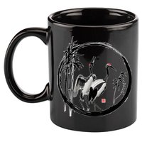 Japanese Ink Painting Cranes Bamboo Birds 11oz C Handle Ceramic Mug