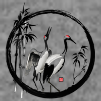 Japanese Ink Painting Cranes Bamboo Birds Full Zip Hoodie