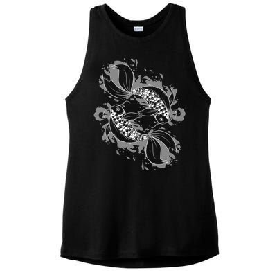 Japanese Koi Pisces Ladies PosiCharge Tri-Blend Wicking Tank