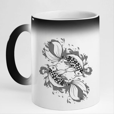 Japanese Koi Pisces 11oz Black Color Changing Mug