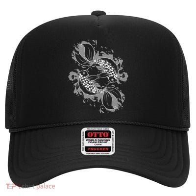 Japanese Koi Pisces High Crown Mesh Back Trucker Hat