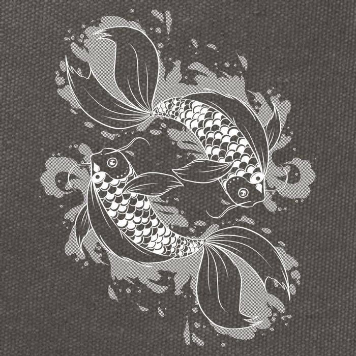 Japanese Koi Pisces Cotton Canvas Backpack